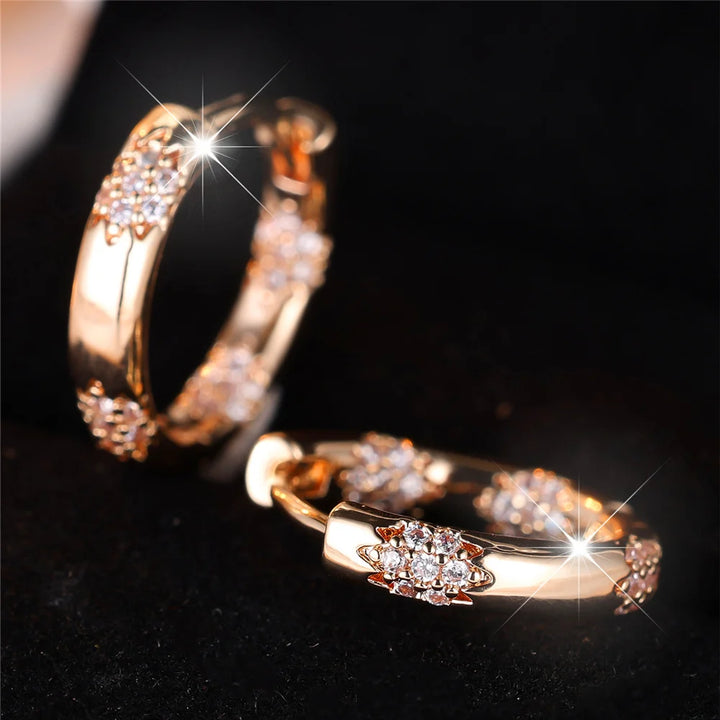 Kristal witte zirkoon steen hoepel oorbellen voor dames mode vrouwelijke gouden kleur bruiloft sieraden