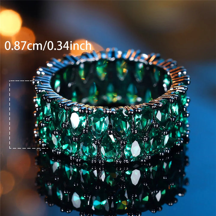 Verdant Noir | Green Crystal Ring
