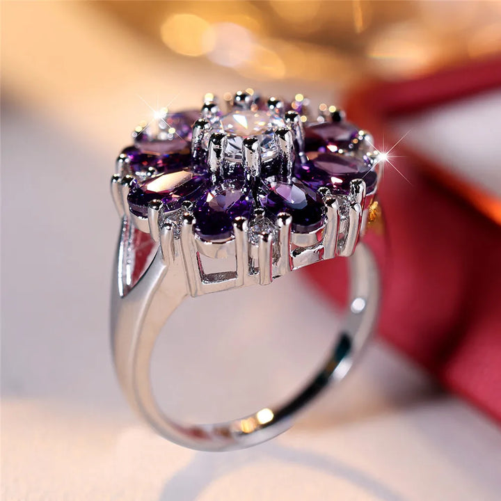 Violet Sun | Crystal Flower Ring