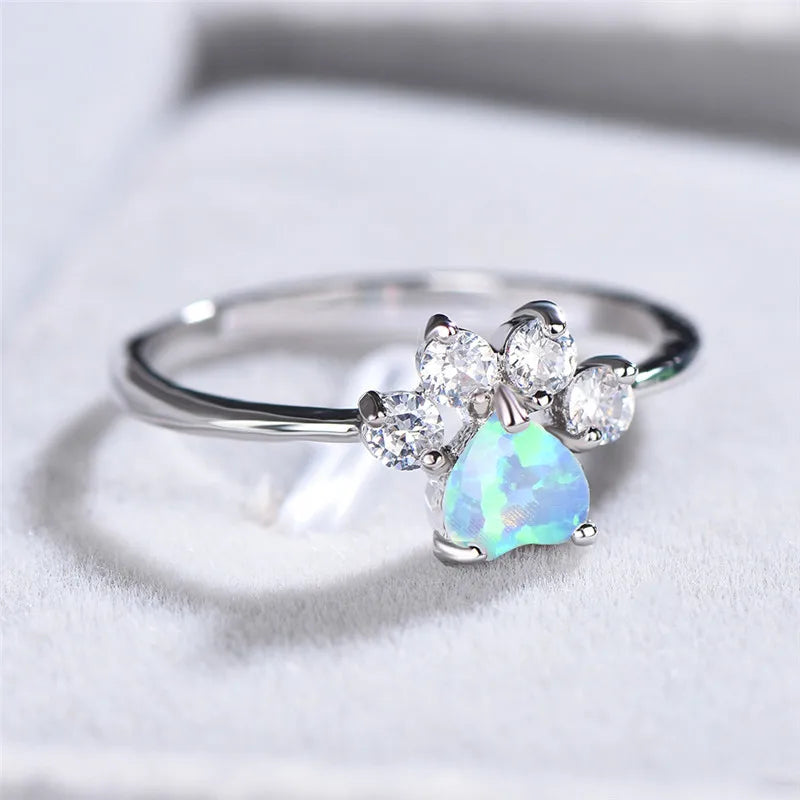 Paw Amour | Opal-Look Paw Heart Ring