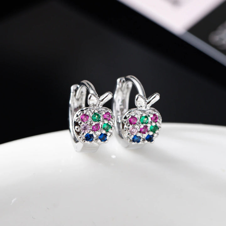 Schattige Vrouwelijke Regenboog Appel Zirkoon Steen Hoepel Oorbellen Sierlijk Goud Kleur Zomer Sieraden Voor Vrouwen