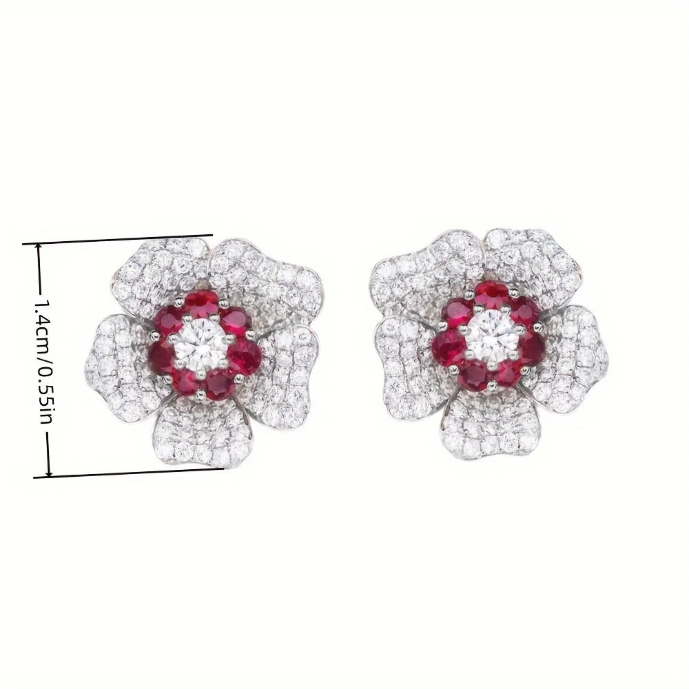 Scarlett | Red &amp; White Flower Stud Earrings