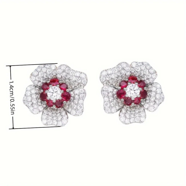 Scarlett | Red &amp; White Flower Stud Earrings