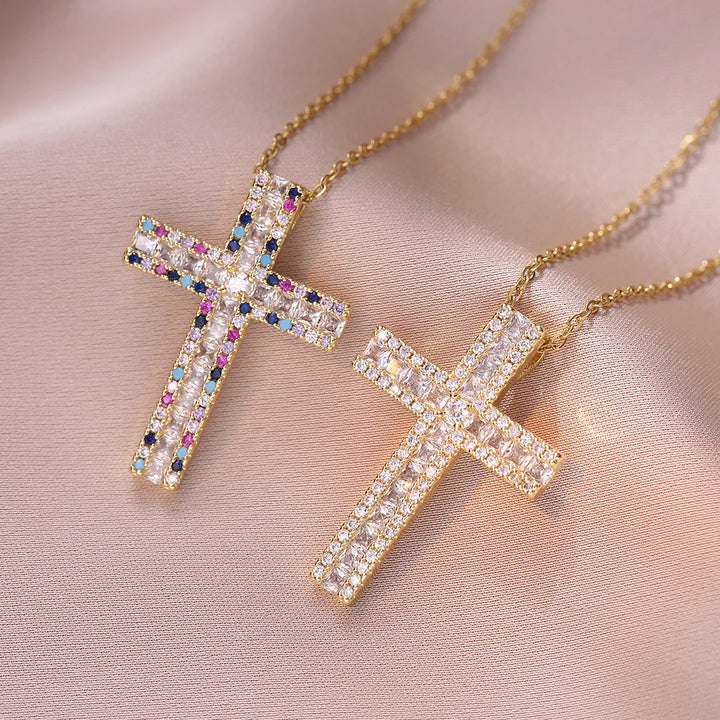 Lumina Cross Crystal Necklace hero view