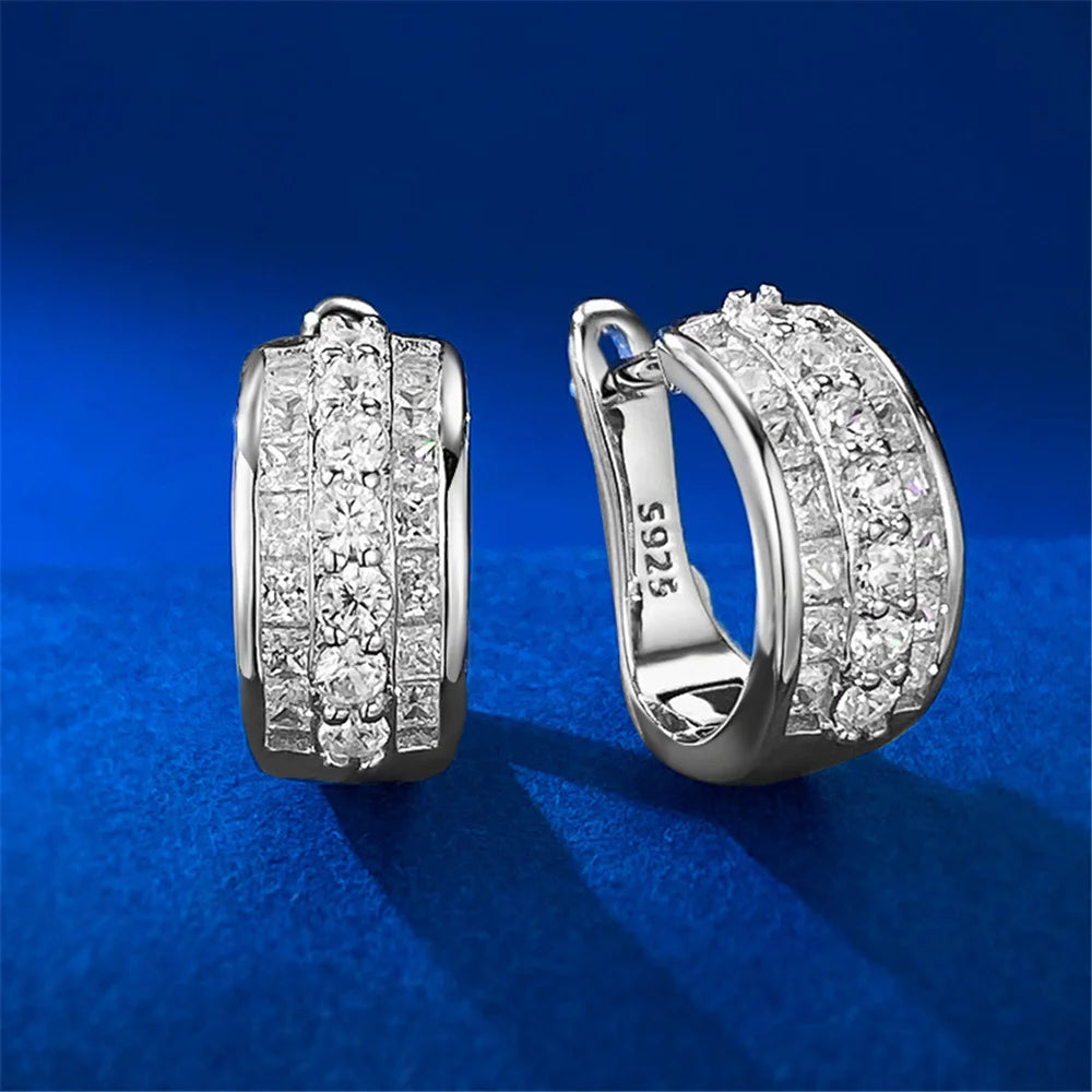 Schattige Vrouwelijke Witte Blauwe Zirkoon Steen Ronde Oorringen Mode Zilveren Kleur Bruiloft Sieraden Voor Vrouwen