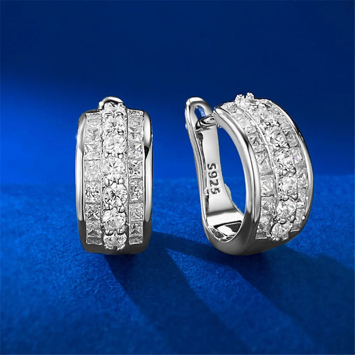 Schattige Vrouwelijke Witte Blauwe Zirkoon Steen Ronde Oorringen Mode Zilveren Kleur Bruiloft Sieraden Voor Vrouwen