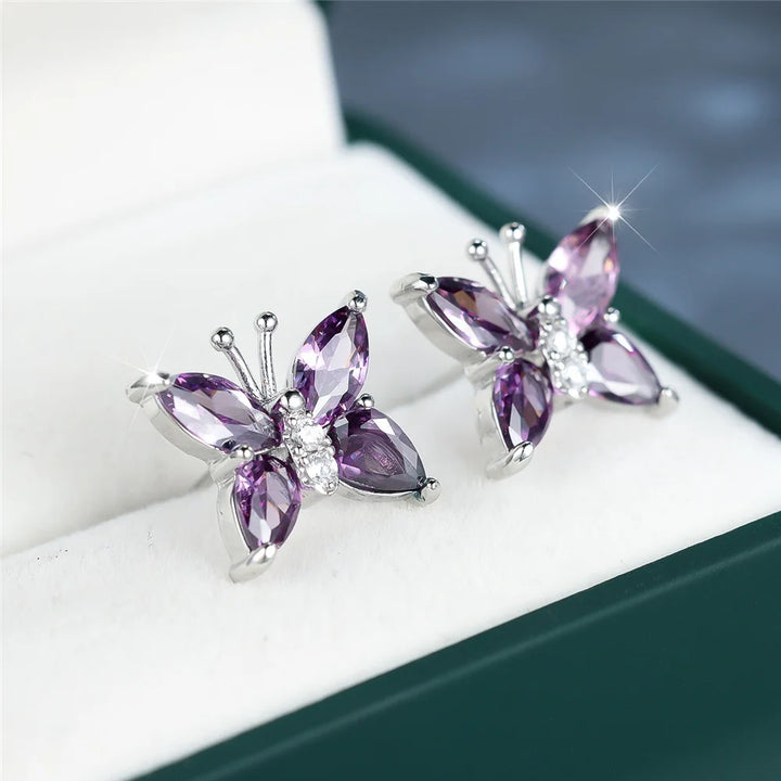 Violetta Butterfly Crystal Stud Earrings hero view