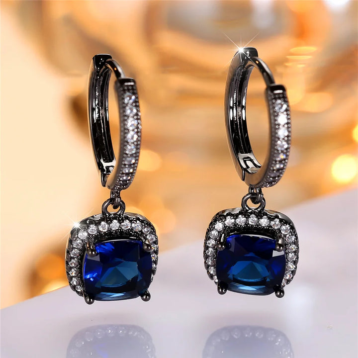 Noctis | Blue &amp; White Crystal Hoop Earrings