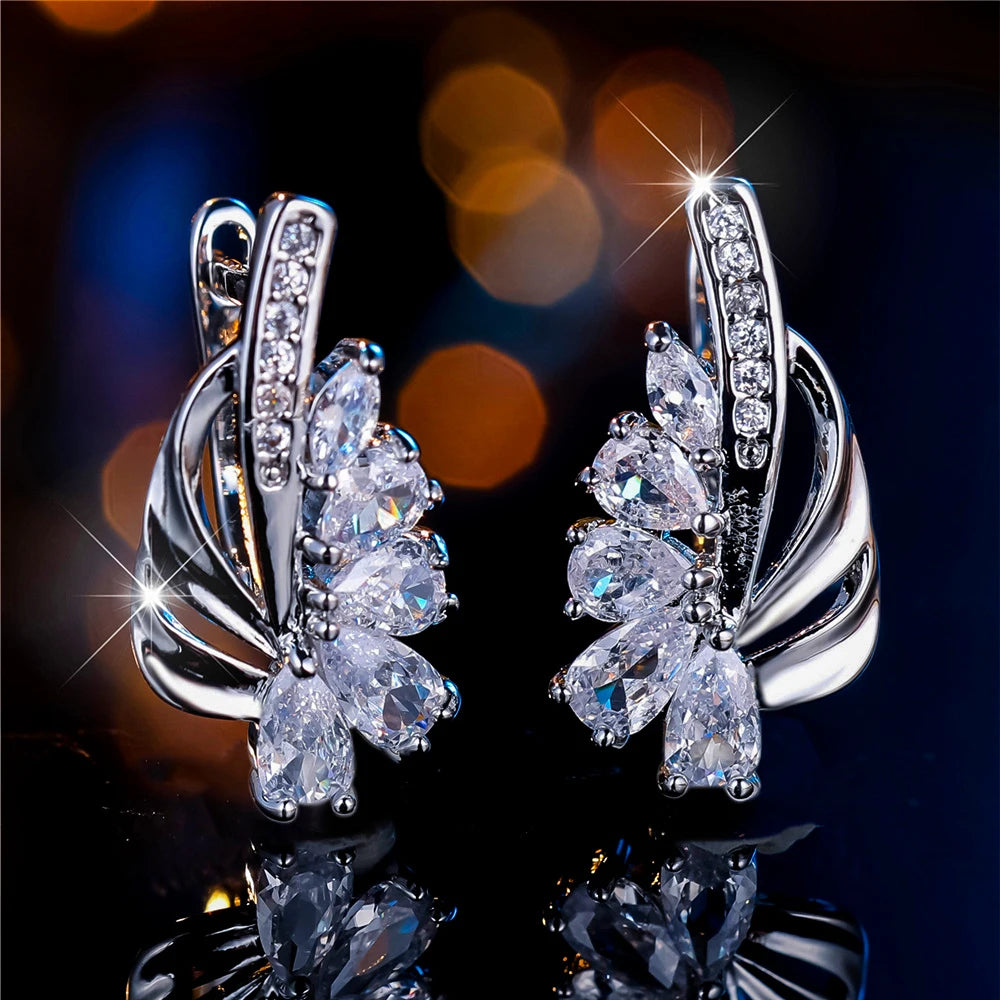 Elara Crystal Geometric Hoop Earrings close-up detail