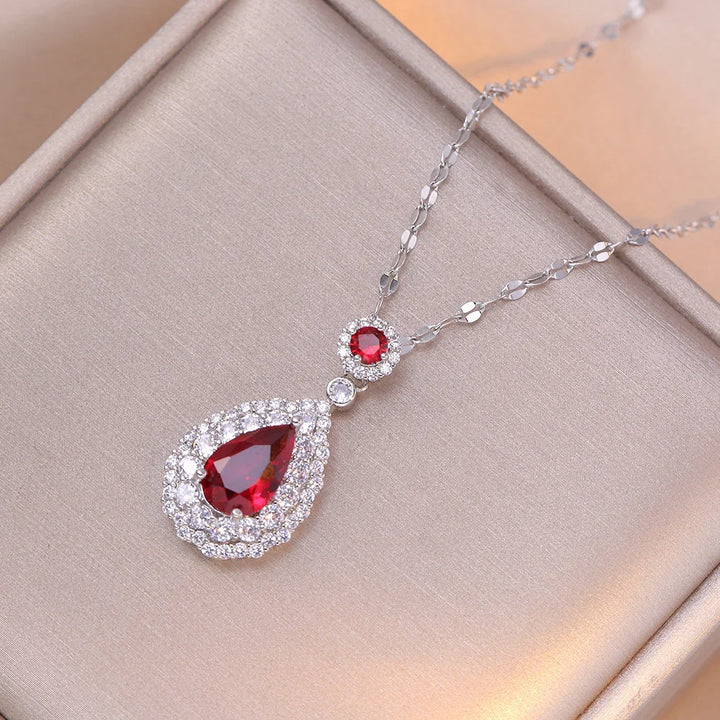 Verona | Red &amp; Green Teardrop Necklace