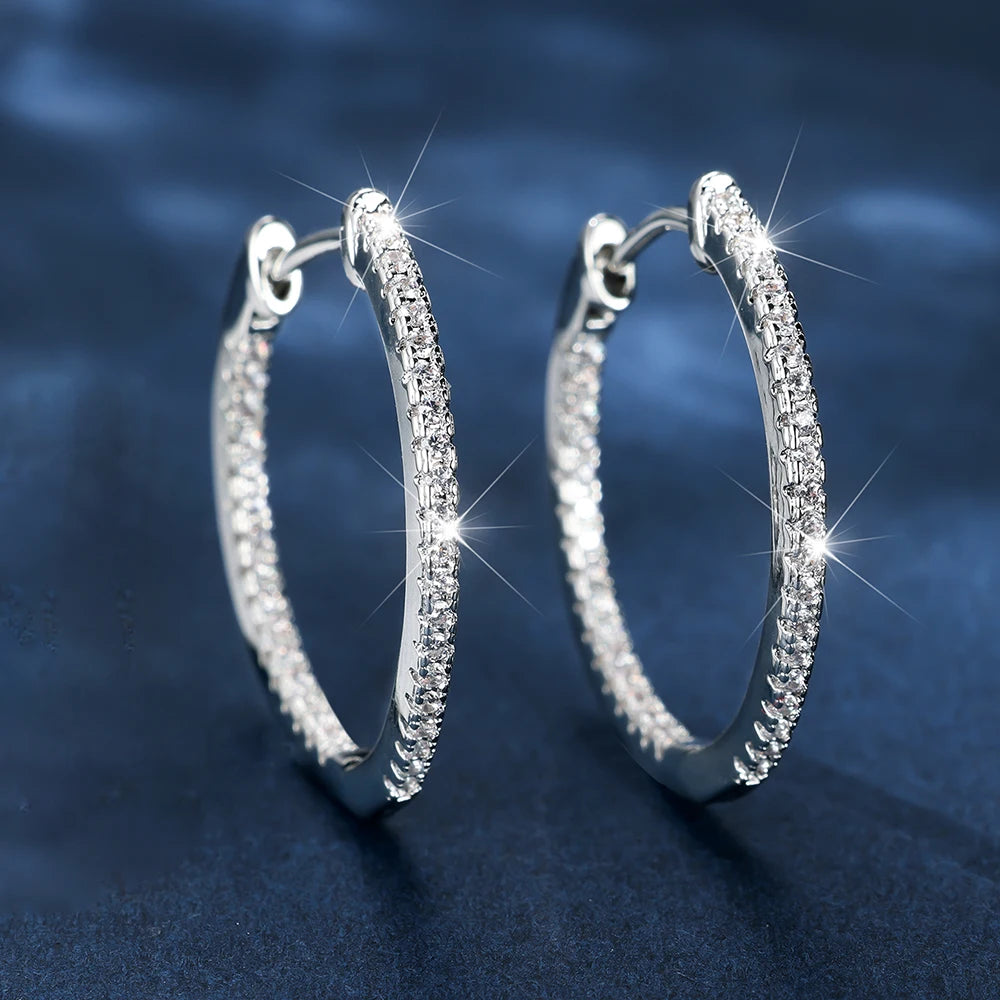 Schattige Vrouwelijke Blauwe Zirkoon Oorbel Klassieke Gouden Kleur Bruiloft Sieraden Trendy Bruid Kristal Ronde Oorbellen Voor Vrouwen