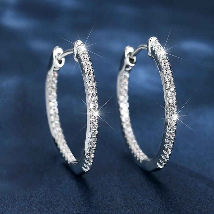 Schattige Vrouwelijke Blauwe Zirkoon Oorbel Klassieke Gouden Kleur Bruiloft Sieraden Trendy Bruid Kristal Ronde Oorbellen Voor Vrouwen