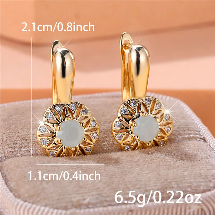 Esmée Green Crystal Stud Earrings styled view