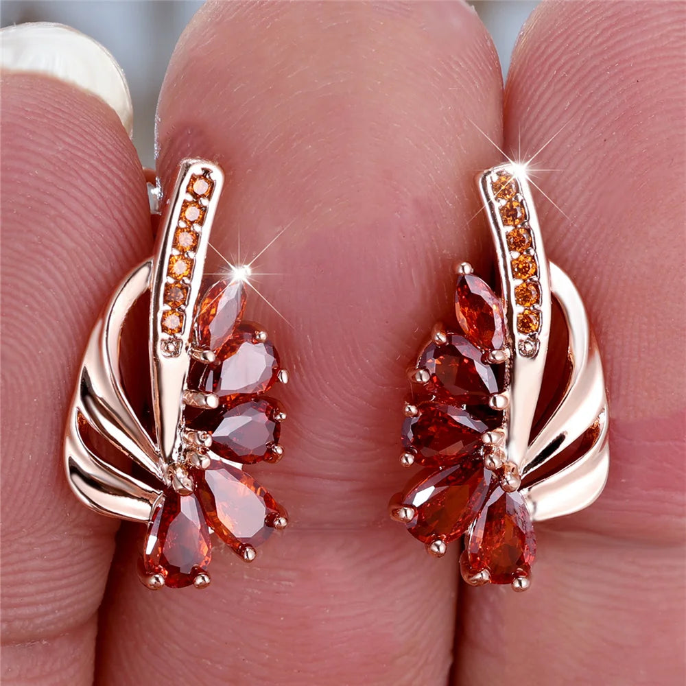Rubina Red Crystal Hoop Earrings