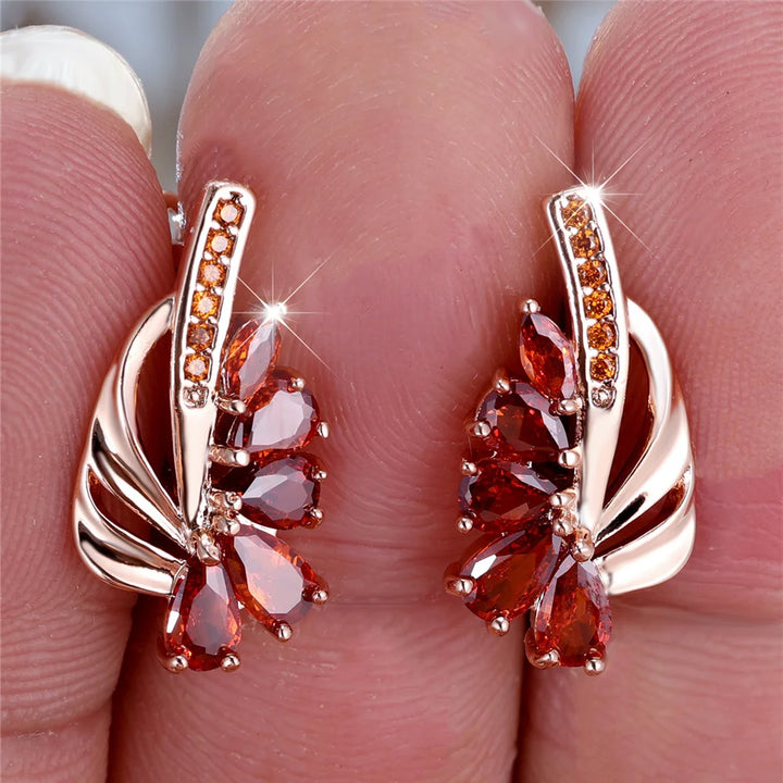 Rubina Red Crystal Hoop Earrings