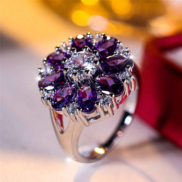 Violet Sun | Crystal Flower Ring
