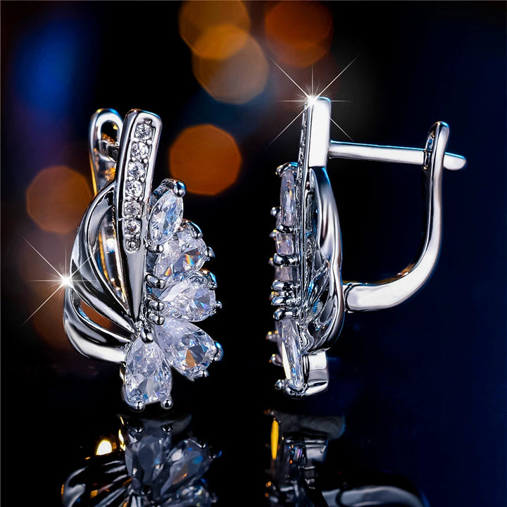 Elara Crystal Geometric Hoop Earrings styled view