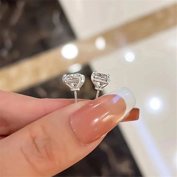 Amorette Crystal Heart Earrings close-up detail
