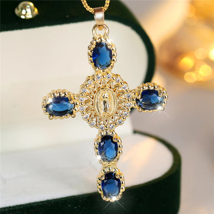 Faith Colorstone Cross Pendant Necklace additional detail