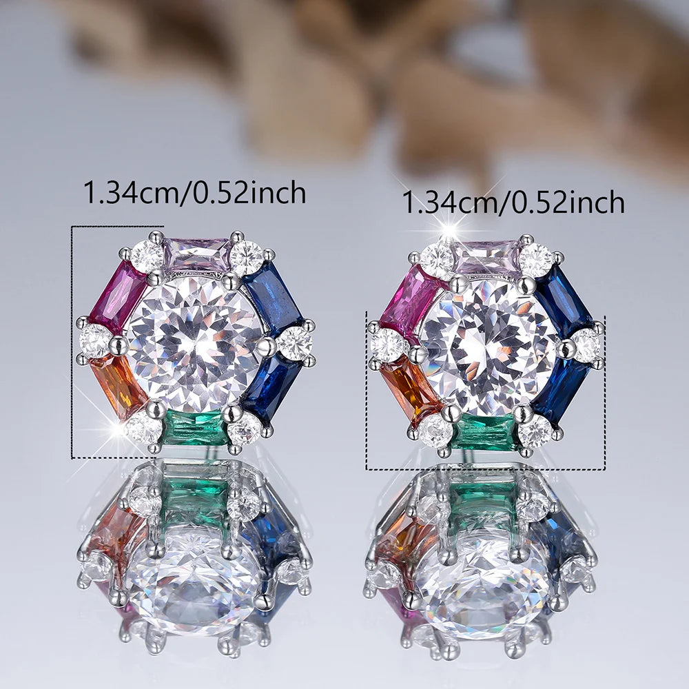 Prisma Rainbow Heart Earrings styled view