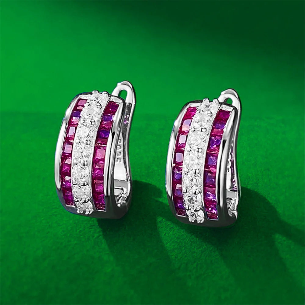 Schattige Vrouwelijke Witte Blauwe Zirkoon Steen Ronde Oorringen Mode Zilveren Kleur Bruiloft Sieraden Voor Vrouwen