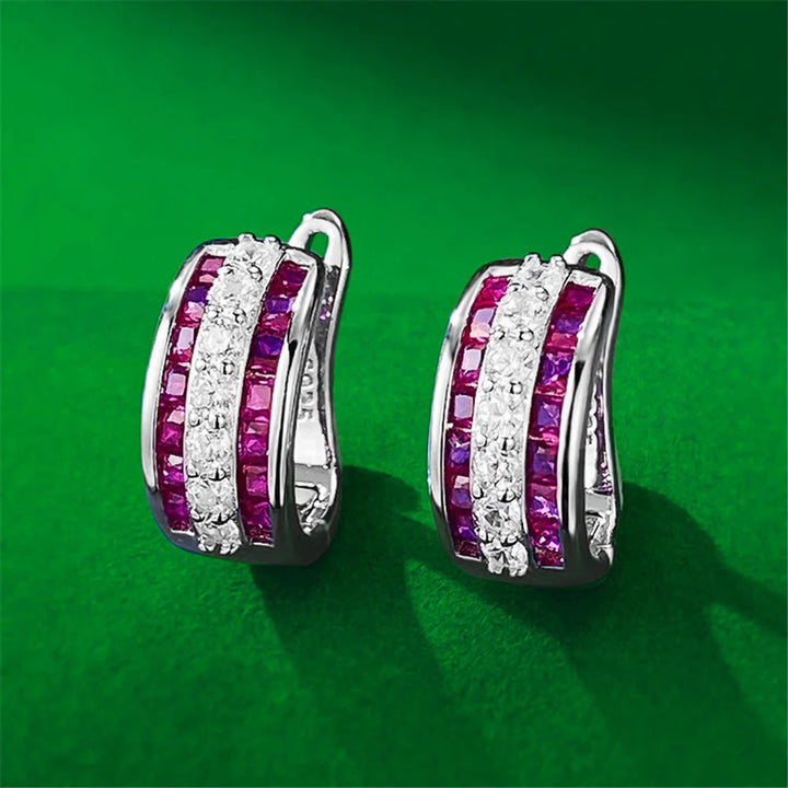 Schattige Vrouwelijke Witte Blauwe Zirkoon Steen Ronde Oorringen Mode Zilveren Kleur Bruiloft Sieraden Voor Vrouwen