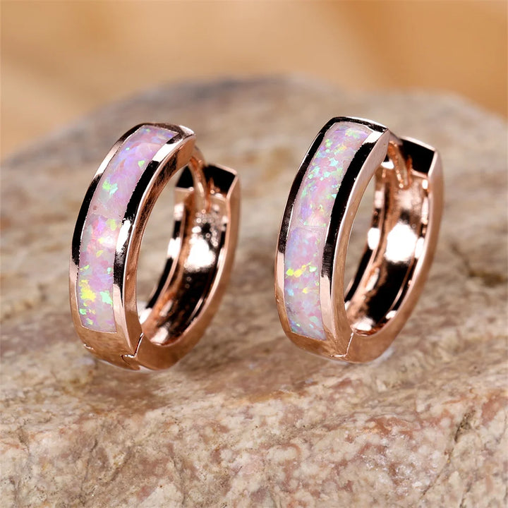 Opal Circles | Blue &amp; White Opal-Look Hoop Earrings