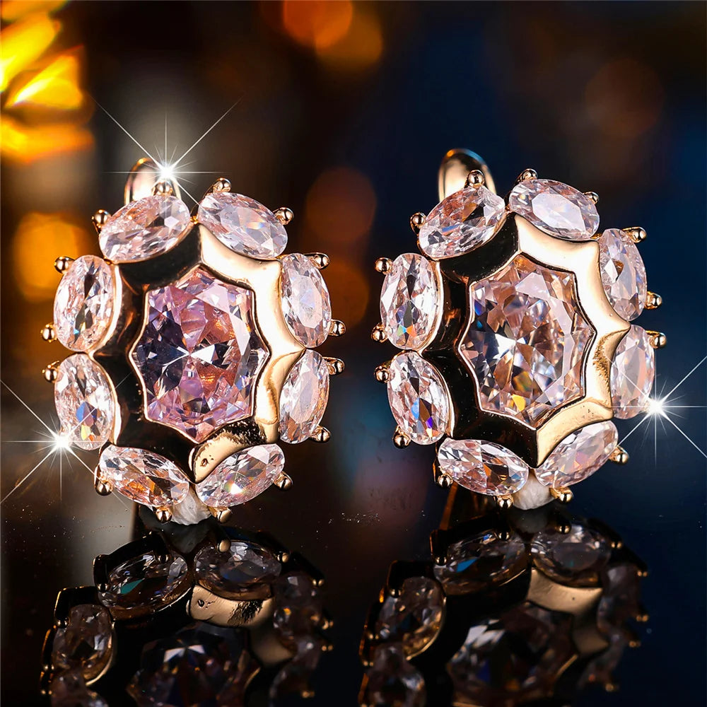 Kristal Groen Blauw Zwart Groen Wit Ovaal Zirkoon Steen Oorringen Voor Vrouwen Mode Vrouwelijke Gouden Kleur Bruiloft Sieraden