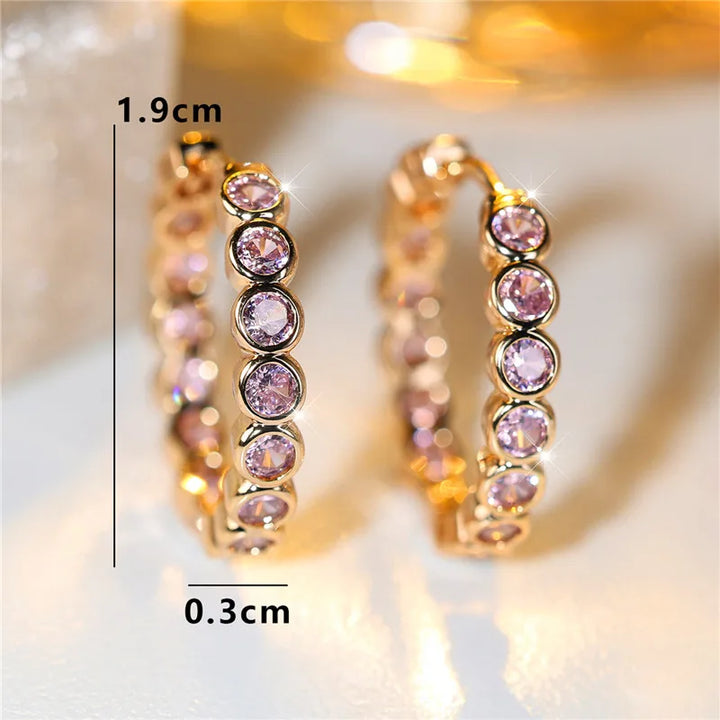 Luxe vrouwelijke kleine zwarte ronde oorbellen charme geel goud kleur trendy zirkoon steen bruiloft sieraden