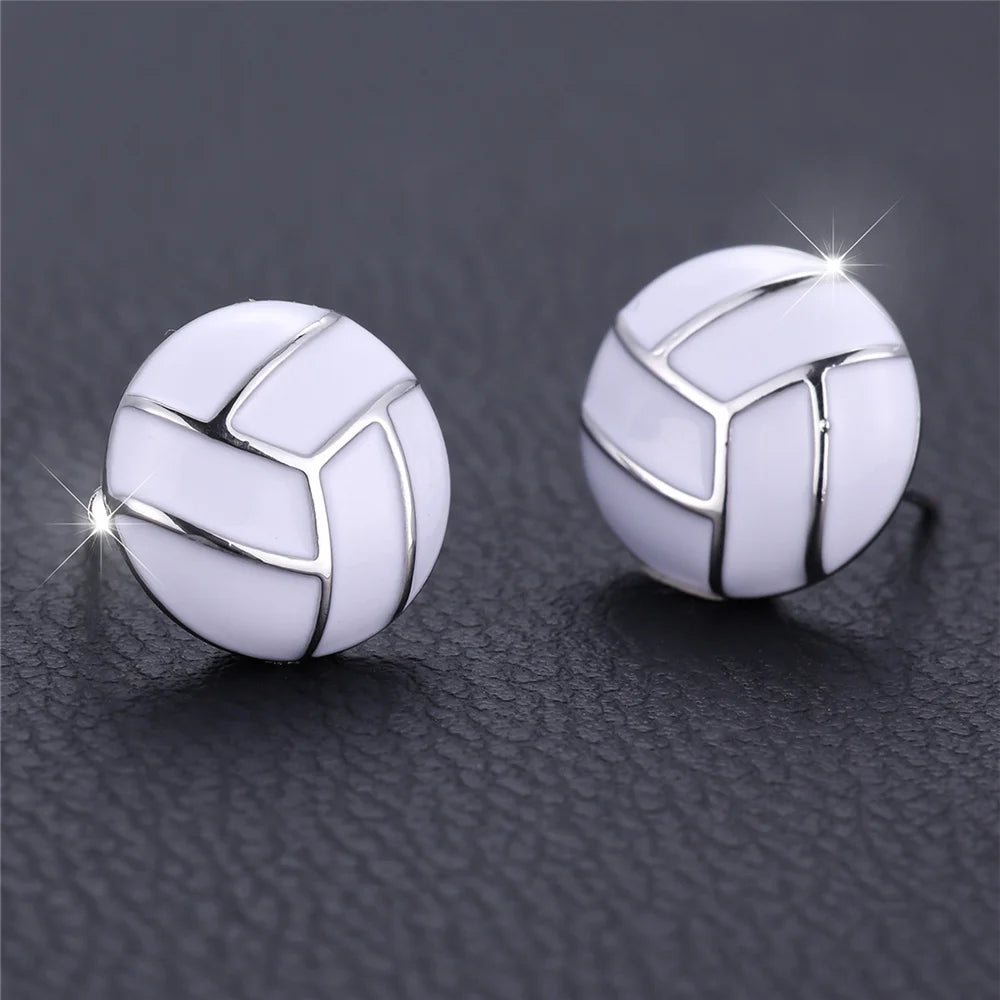 Alba White Enamel Stud Earrings