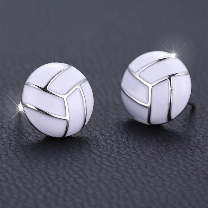 Alba White Enamel Stud Earrings