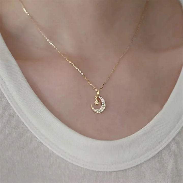 Lunastar | Moon &amp; Star Crystal Necklace