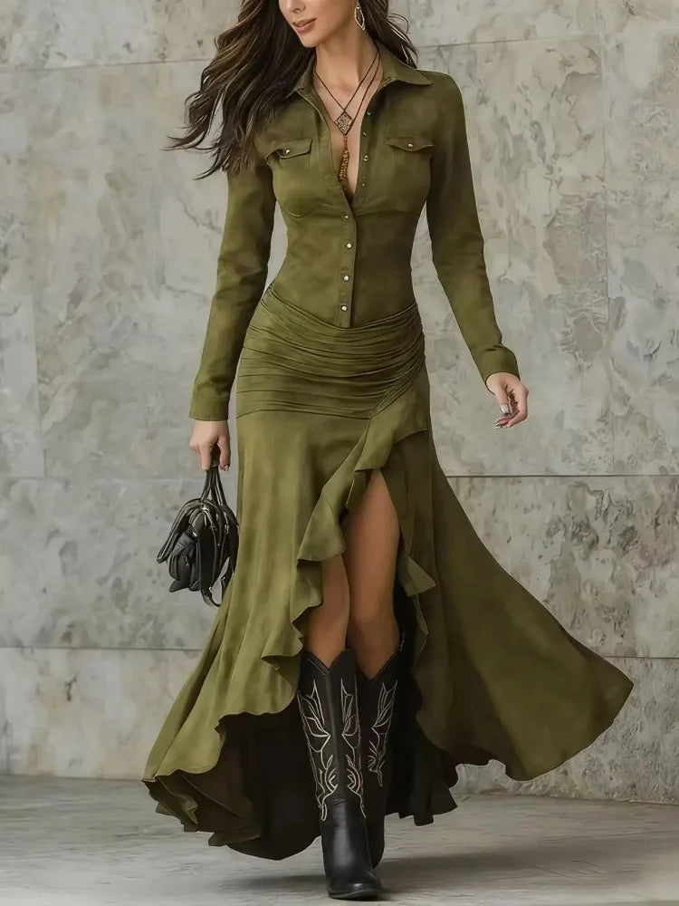 Sara | Vestido Elegante Efecto Ante