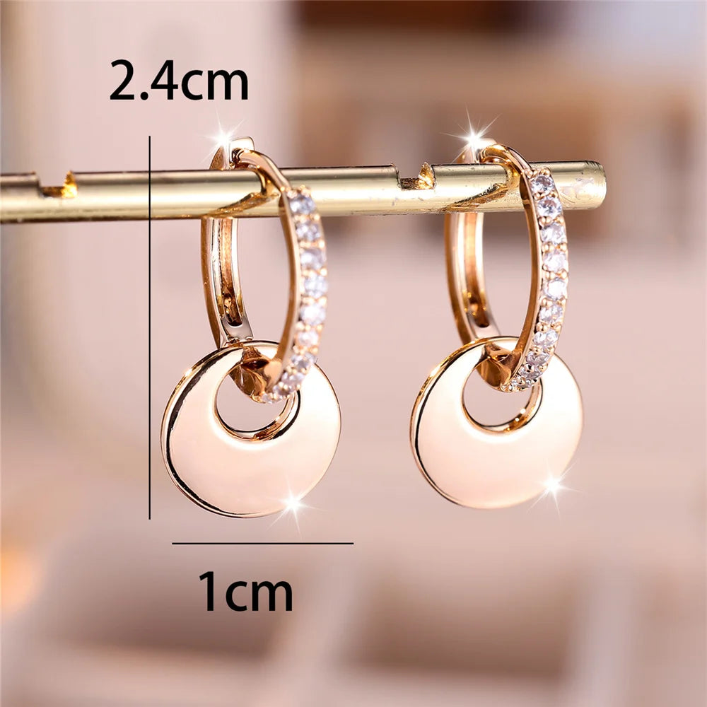 Charme Vrouwelijke Witte Kristallen Zirkoon Steen Hoepel Oorbellen Goud Kleur Eenvoudige Bruiloft Sieraden Voor Vrouwen