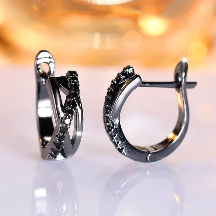 Infinité | Black Crystal Infinity Hoop Earrings