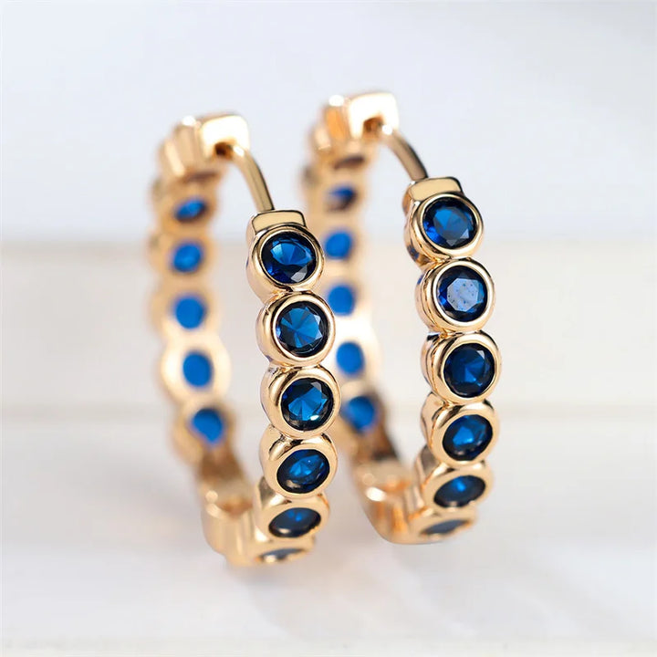 Luxe vrouwelijke kleine zwarte ronde oorbellen charme geel goud kleur trendy zirkoon steen bruiloft sieraden