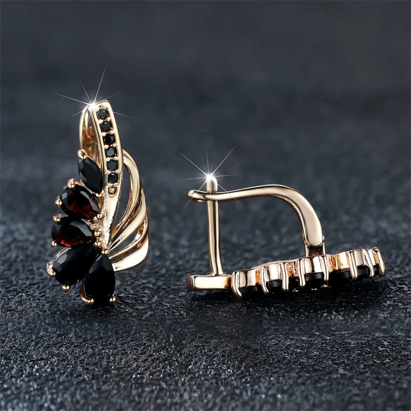 Onyxelle Black Teardrop Clip Earrings styled view