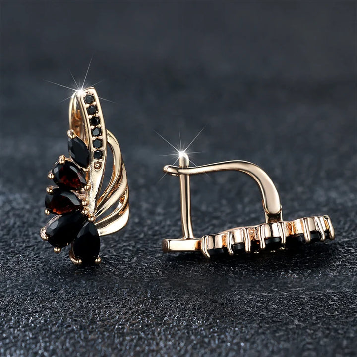 Onyxelle Black Teardrop Clip Earrings styled view