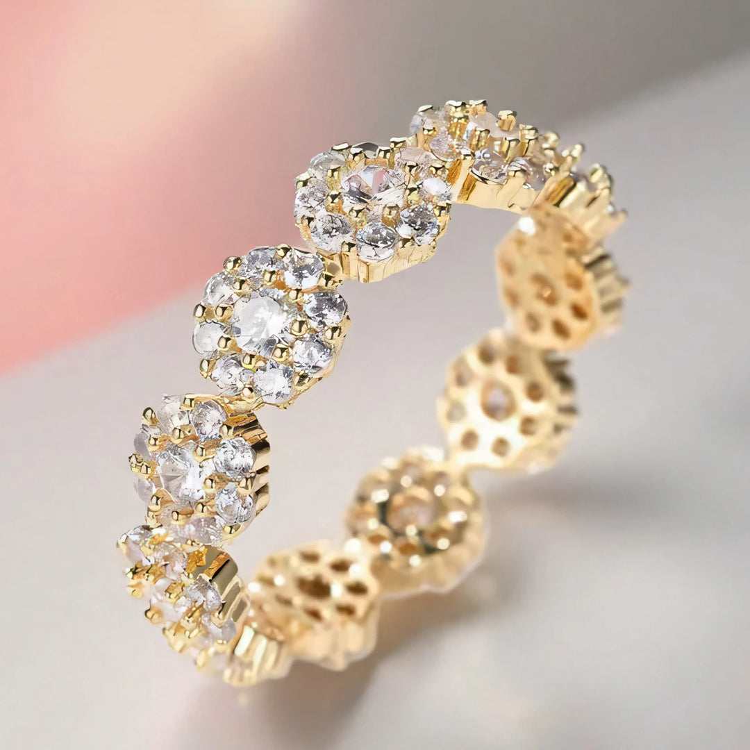 Luxe Vrouwelijke Charme Witte Zirkoon Geel Goud Kleur Ringen Voor Vrouwen Kristal Steen Engagement Bruiloft Sieraden