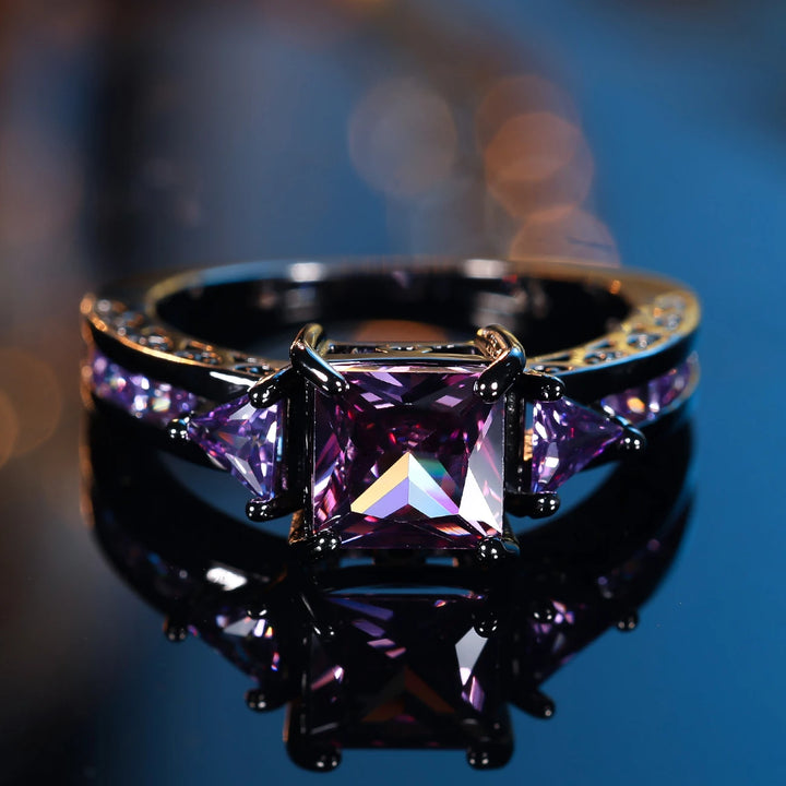 Violetia | Purple Square Crystal Ring