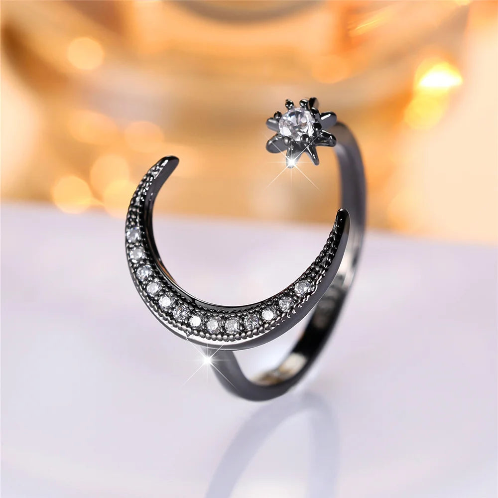 Nocturna | Moon &amp; Star Open Ring