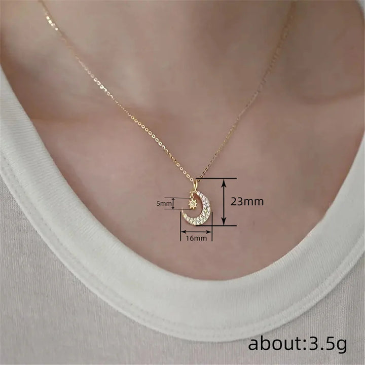 Lunastar | Moon &amp; Star Crystal Necklace