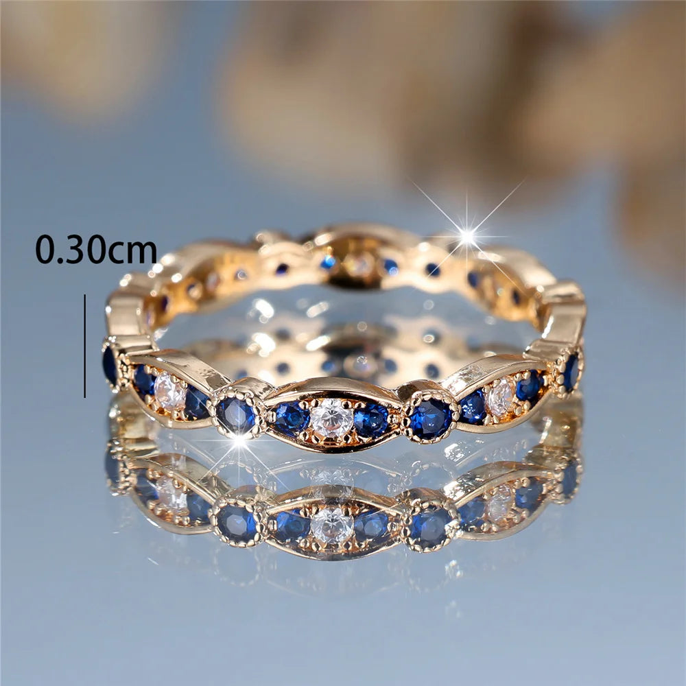 Cielina | Blue &amp; White Round Crystal Ring