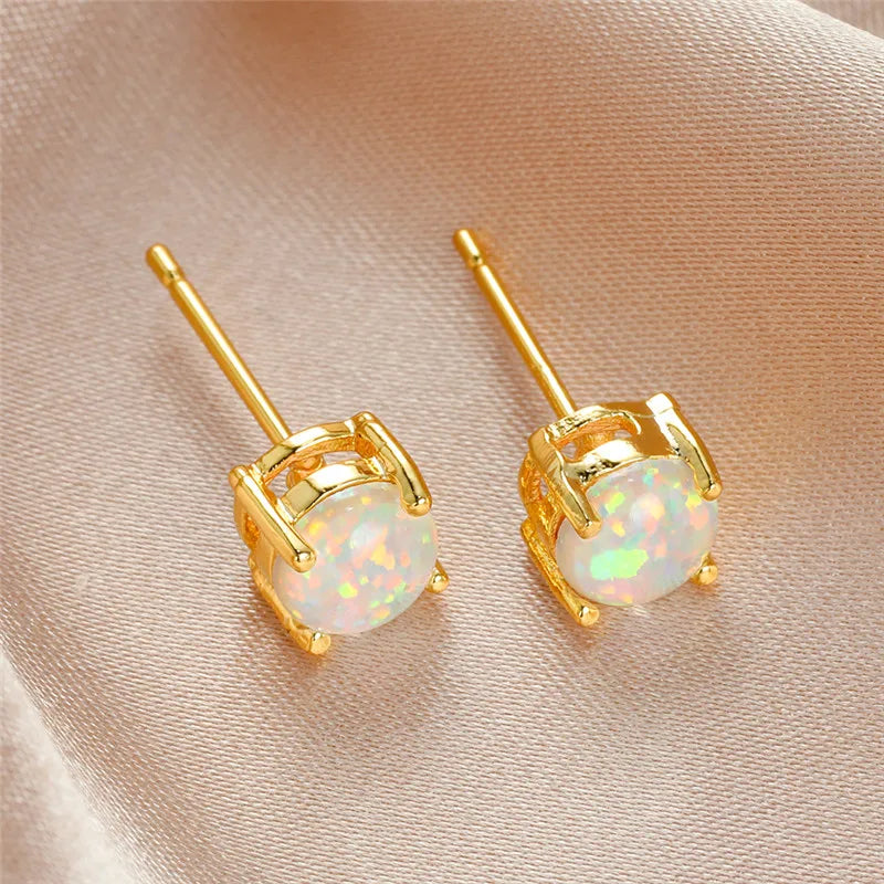 Opalette | Round Opal-Look Stud Earrings