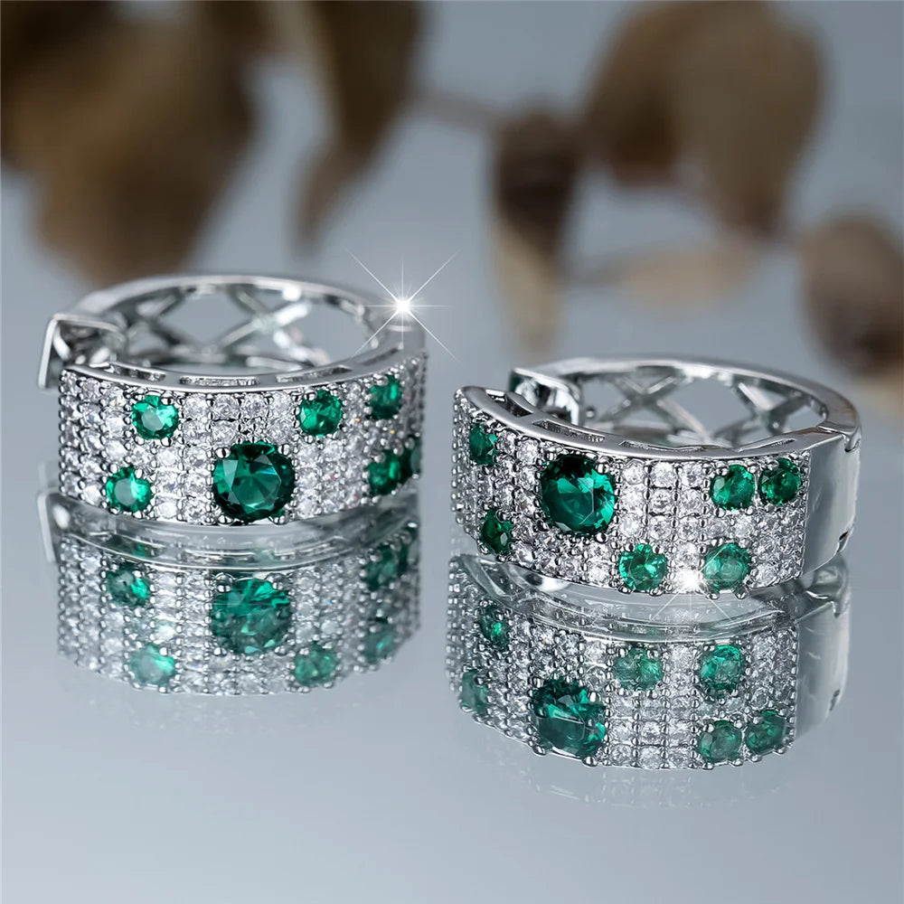 Verena Green Crystal Halo Earrings hero view