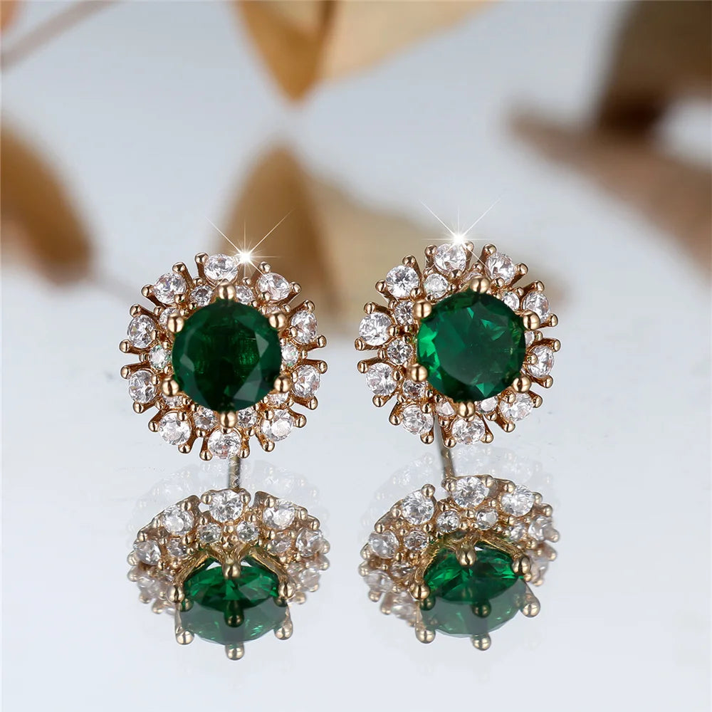 Emeraldine Green Halo Stud Earrings hero view
