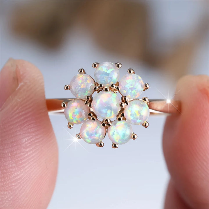 Opalina | White Opal-Look Flower Ring