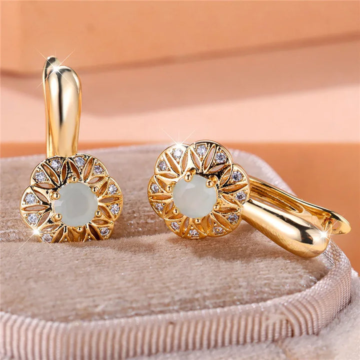 Esmée Green Crystal Stud Earrings additional detail