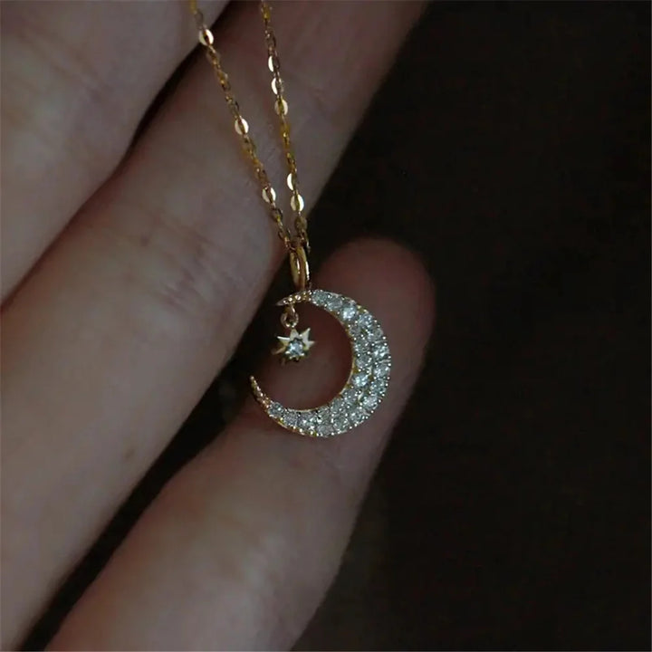 Lunastar | Moon &amp; Star Crystal Necklace