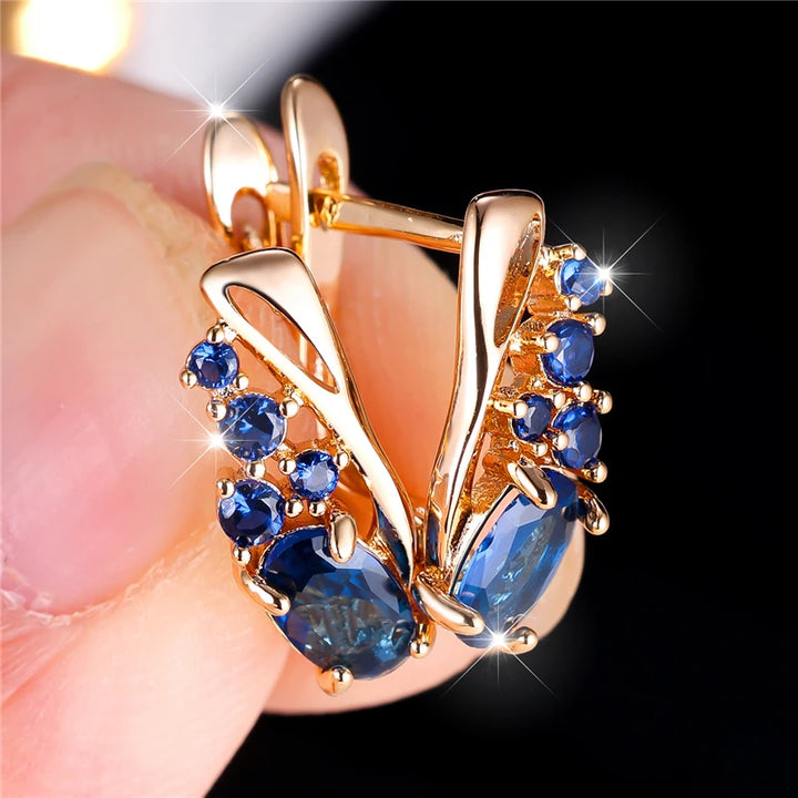 Azurelle Blue Oval Hoop Earrings hero view